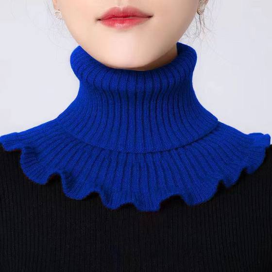 Scarf women's autumn and winter warm neck protection neck scarf knitted turtleneck decorative sweater fake collar high-end woolen neck cover for women