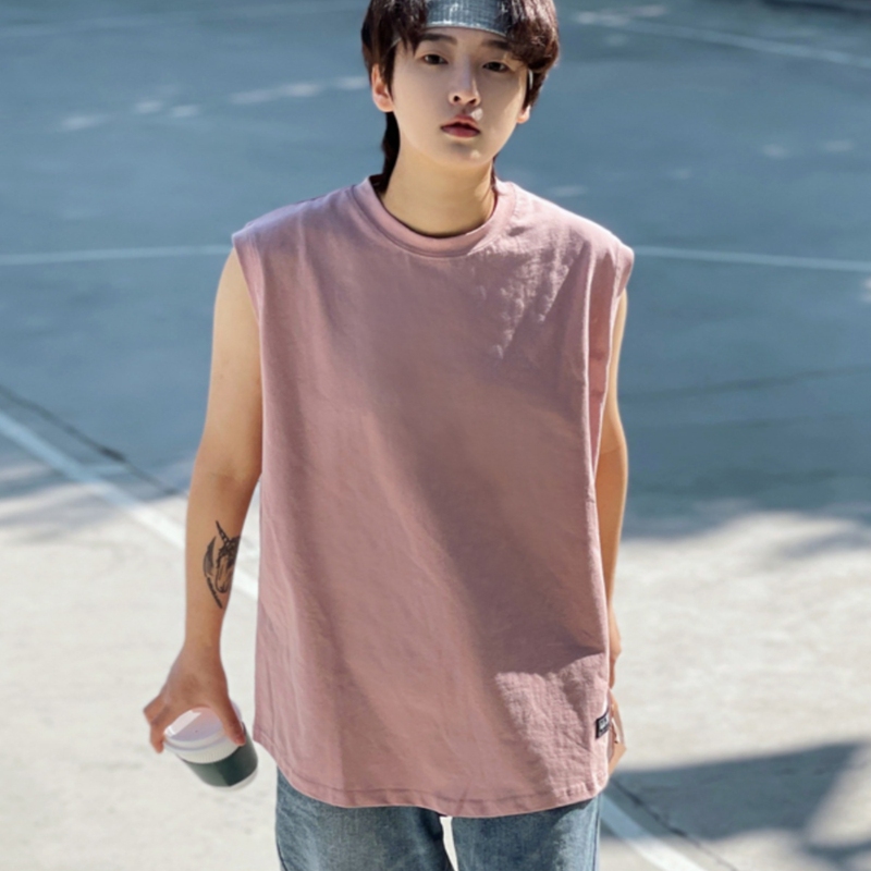 Cotton Tank Top with Small Cuffs to Prevent Exposure, Unisex Summer Sports Sleeveless T-Shirt, Loose Fit for Fitness, Same Style