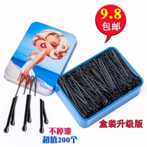 Simple and simple steel wire hair card rigid clip black hairclip arc plate steel U-shaped rhinestone disposable