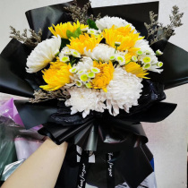 Qingming Festival Chrysanthemum bouquet Tomb sweeping memorial Yellow and white chrysanthemum flower delivery in the same city sacrifice flower arrangement with the sacrifice of true flowers