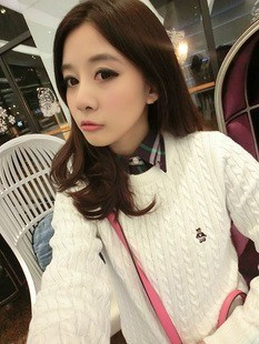 Hàn Quốc mùa thu và mùa đông đại học nữ tinh khiết cotton xoắn cổ áo len mỏng áo thun áo thun áo len nữ - Vòng cổ áo len