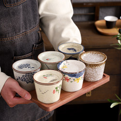Ceramic Tea Cup with Lid for Brewing Tea Around the Stove, Tea Bowl, Drinking Cup, Snack Plate, Single Cup, Kung Fu Tea Set, Master Cup
