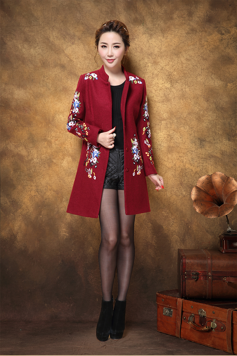 Mẹ tải trong chiếc áo len dài bằng áo len dài trung niên size lớn cho nữ mùa thu 2016 - Trung bình và dài Coat măng tô