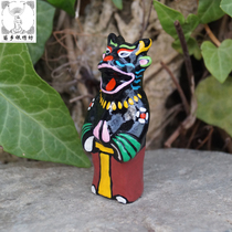 Miao Township Silver Embroidery Square Chinas Guizhou Style Specialty Intangible Culture Twelve Zodiac Animal Heads Human Body Yellow Flat Clay Whistle Dragon