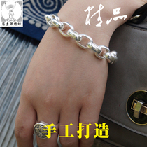 Miao Xiang Silver Embroidery Workshop S990 Pure Handmade Foot Silver High-end Personality Silver Silver Long Round Loop Bracelet Men And Women Design Orders