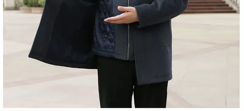 Người đàn ông trung niên và người cao tuổi áo choàng len nam trung niên dài mùa đông dày áo len cashmere người đàn ông áo choàng lông - Áo gió