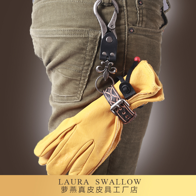 Gloves Key Buckle Anti-Throw Button Locomotive Gloves Strap Bull Leather Harere Retro Key Buttoned Gloves Buttoned Scarves Strap