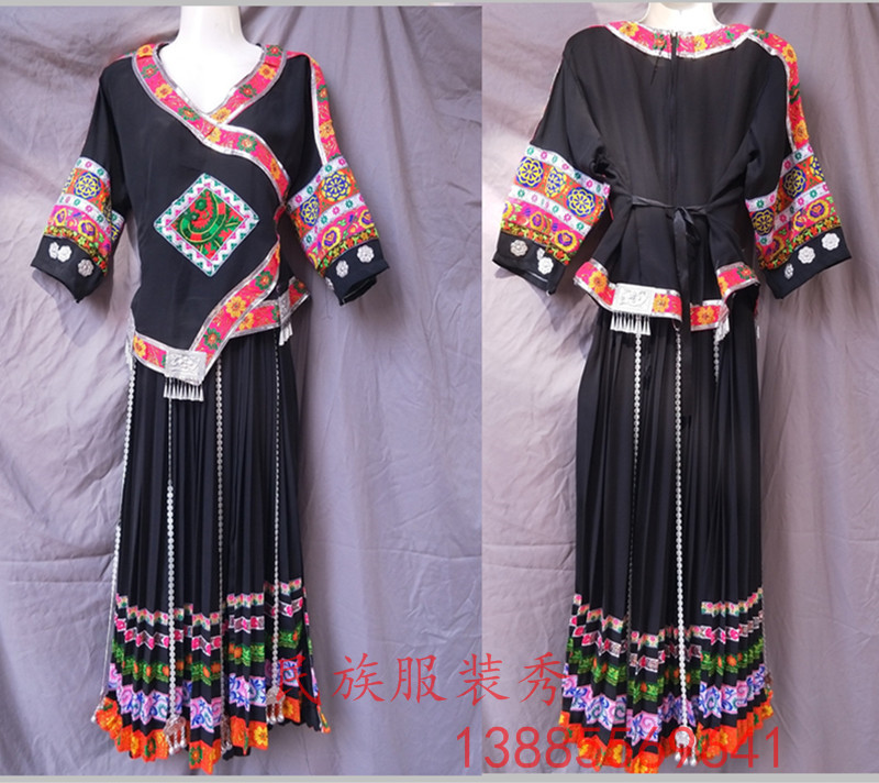National Wind Dance Performance Dress Clothing Slim and Dong ethnic long version of the Hundred Plexen Dress Suit Women 100 lap