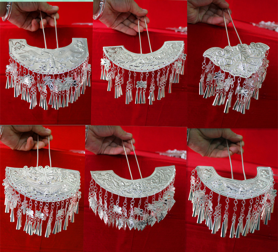 Miao ethnic silver headdress headdress hairpin half Miao silver jewelry national dance performance wearing headdress hairpin