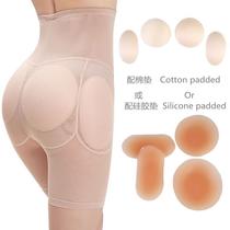 European and American big code high waist fake fart net yarn cotton cushion briefs with hip and hip corner silicone cushion for lifting glutes