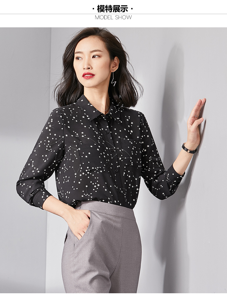 [88 nhân dân tệ mới] Fan Ximan 2018 áo sơ mi dài tay mùa thu Slim mỏng thường đi lại áo sơ mi đen nữ sơ mi công sở
