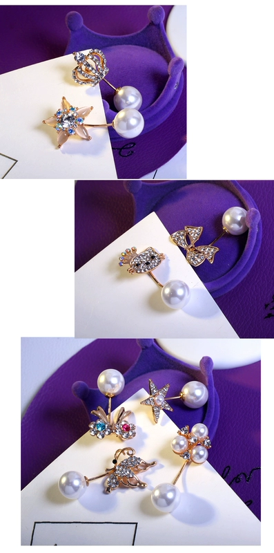 Ngọc ngắn pin chống đi nhẹ cardigan vương miện nhỏ áo len bướm trang trí trâm cài pin rhinestone