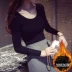 Mùa đông 2018 cộng với áo nhung dày áo thun dài tay nữ đồ lót nhiệt Quần áo mùa thu mỏng mặc áo đôi áo thun nữ dài tay nữ đẹp Áo ấm