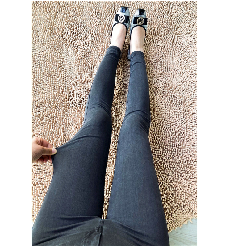 Italian C home linen thin high stretch cotton medium high waist thin tight gray and black nine-point hip small feet jeans