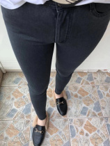 C Home 20 Winter New Black Gray High Waist Double Button Peach Hip Lift Hip Super Elastic Slim Plus Velvet Jeans