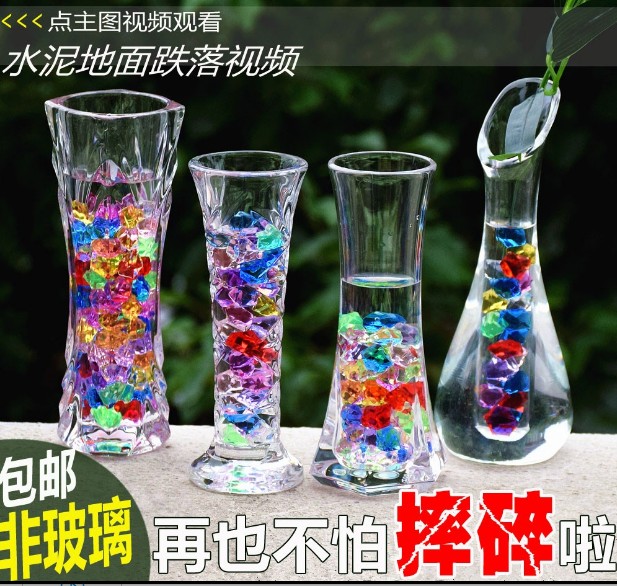 Plastic Vase Single Branch Flower Arrangement Acrylic Imitation Resin Anti-Fall Glue Glass Transparent Water Pekou Creativity Cute Little Sign