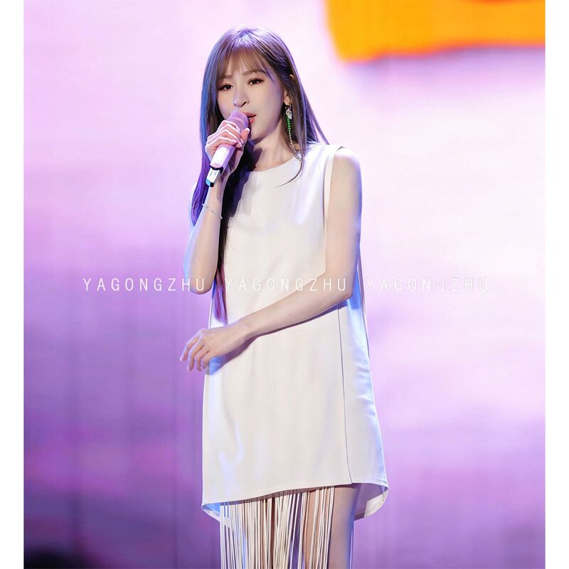 [Same Style as Cyndi Wang] Yagongzhu White Dress for Women, High-End Sleeveless Vest A-Line Skirt for Summer
