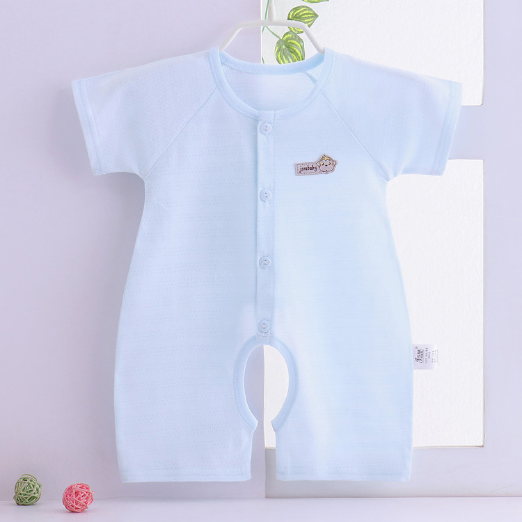 Quần áo sơ sinh mùa hè mùa xuân bé bông ngắn tay jumpsuit nam giới và phụ nữ bé romper mở 裆 quần áo jumpsuit bé gái đáng yêu
