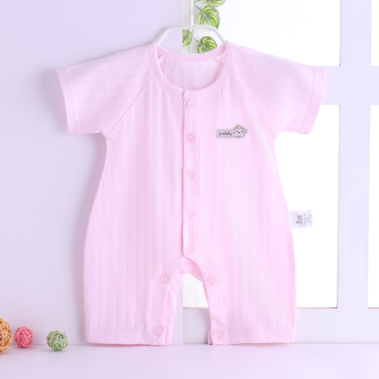 Quần áo sơ sinh mùa hè mùa xuân bé bông ngắn tay jumpsuit nam giới và phụ nữ bé romper mở 裆 quần áo