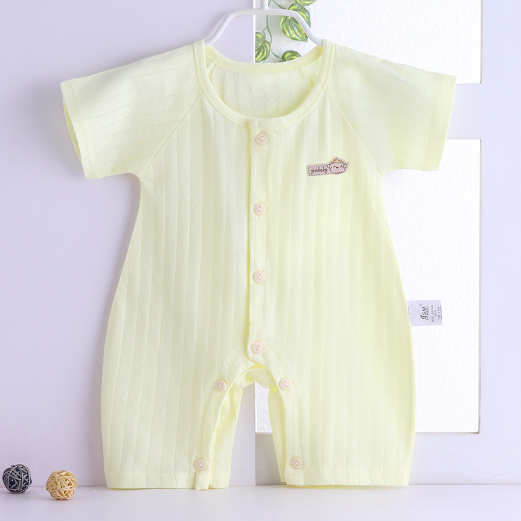 Quần áo sơ sinh mùa hè mùa xuân bé bông ngắn tay jumpsuit nam giới và phụ nữ bé romper mở 裆 quần áo