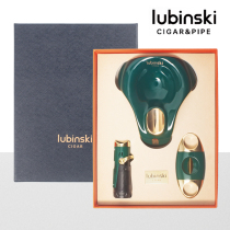 Lubinski Cigar Cutter Metal Lighter Ceramic Ashtray Gift Box Three-piece Set