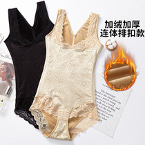 Autumn and winter thermal underwear one-piece plastic body clothes plus velvet thickened postpartum abdomen waist lifting hip chest gathering body clothes