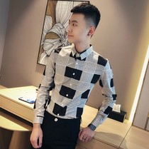 2021 spring new long sleeve shirt mens small size S XS Korean slim plaid shirt Joker striped small shirt tide