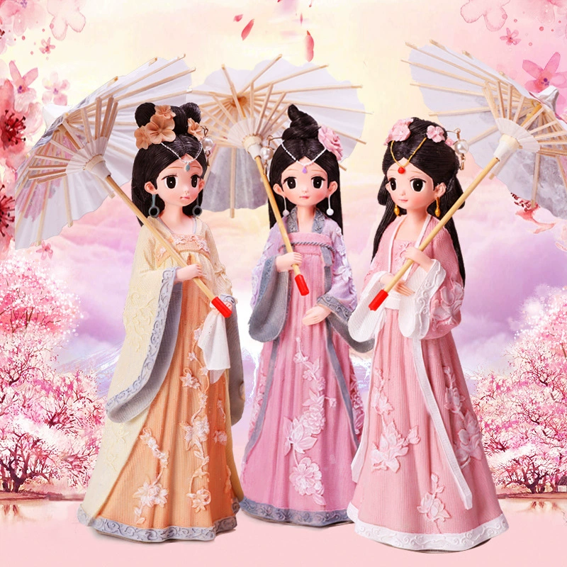 Dòng trang trí cô gái Gege Hanfu sáng tạo Mưa sương mù Cô gái Giang Nam Đồ trang trí trái tim Tặng quà sinh nhật cho cô gái - Trang trí nội thất