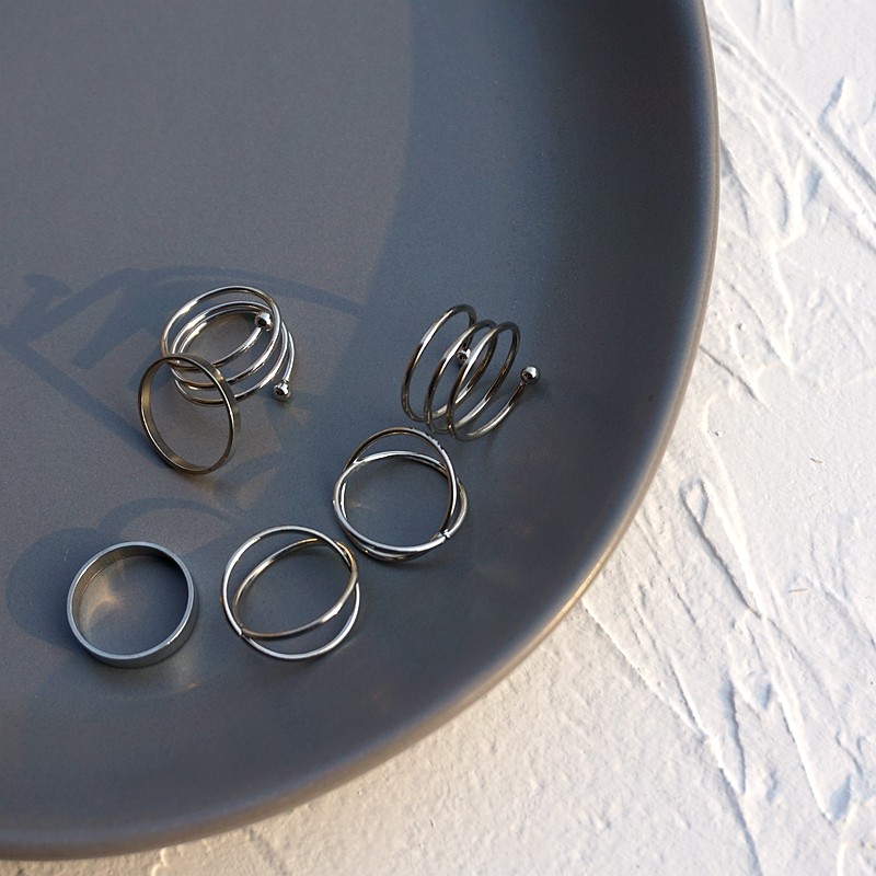 Ring female suit combination Japanese and Korean tide people tail ring pinky personality joint ring simple student net red index finger ring