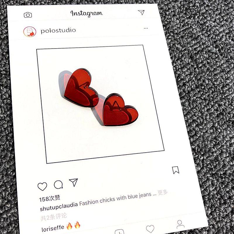 Love ear acupuncture female acrylic Korean temperament simple sweet peach heart fairy ins earrings personality earring gift