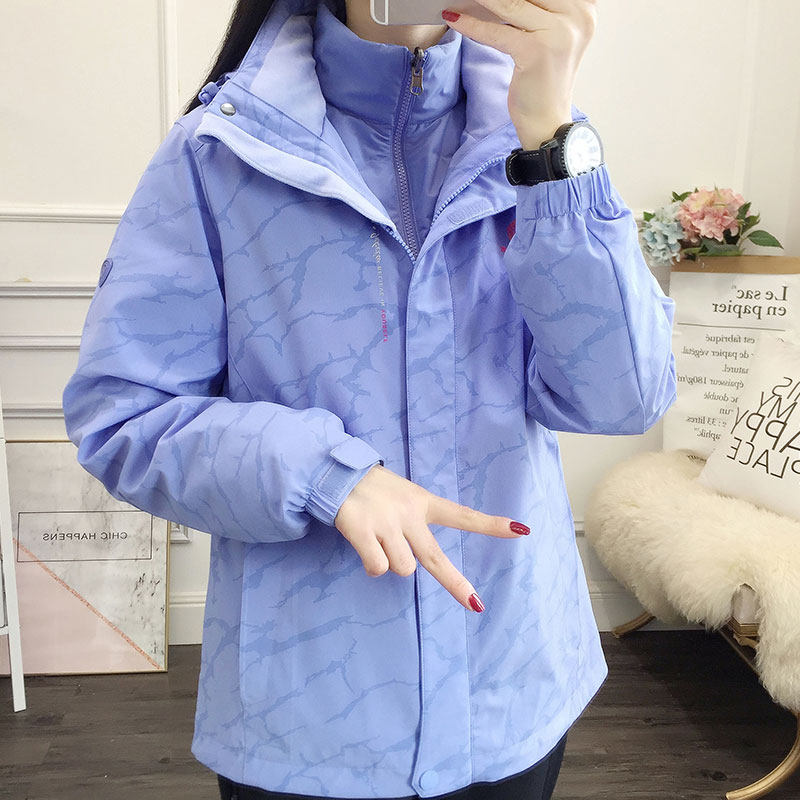 Outdoor charger coat spring and autumn winter lady down in the inner three-in-one or two pieces of detachable wind and warm climbing