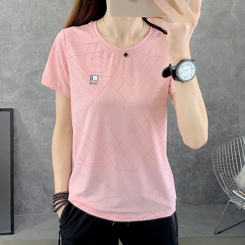 Outdoor sports spring and summer couple quick-drying clothes women's short-sleeved T-shirt moisture wicking round neck breathable slim pants suit