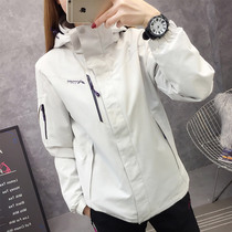 Outdoor sports white stormtrooper jacket couple female three-in-one removable cap windproof waterproof velvet warm mens jacket