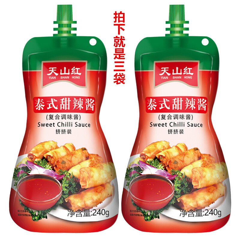 Tianshan Red Tai style sweet and spicy sauce 240g * 3 packs of caravan noodles hand grabbing cake fries spring curly fried chicken with sauce-Taobao
