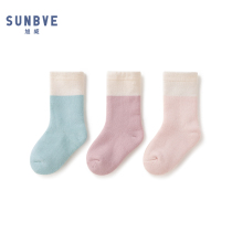 Xuwei spring and autumn and winter pure cotton baby socks thick girls socks 0-6-12 months baby socks Baby terry socks