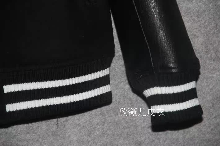 Chỉ có 20 miếng! New Slim Thời trang Hàn Quốc lớp trên cùng da tay áo len bóng chày áo khoác đồng phục nam ngắn phần đặc biệt áo bomber