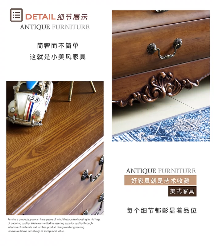Tủ tivi gỗ mỹ nghệ kết hợp bàn cafe bàn ghế phòng khách tủ thấp tủ sàn tủ tivi phong cách châu âu retro - Buồng