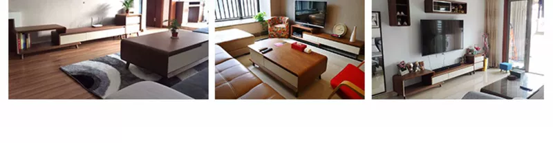 Bắc Âu tối giản phòng khách hiện đại bàn cà phê telescopic dính walnut tủ TV gỗ kết hợp và máy bên tường Sets Đồ - Buồng