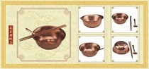 Copper bowl Small Bowl eating bowl ceramic bowl Bowl Spoon chopsticks set double bowl insulation bowl copper tableware spoon chopsticks household fork