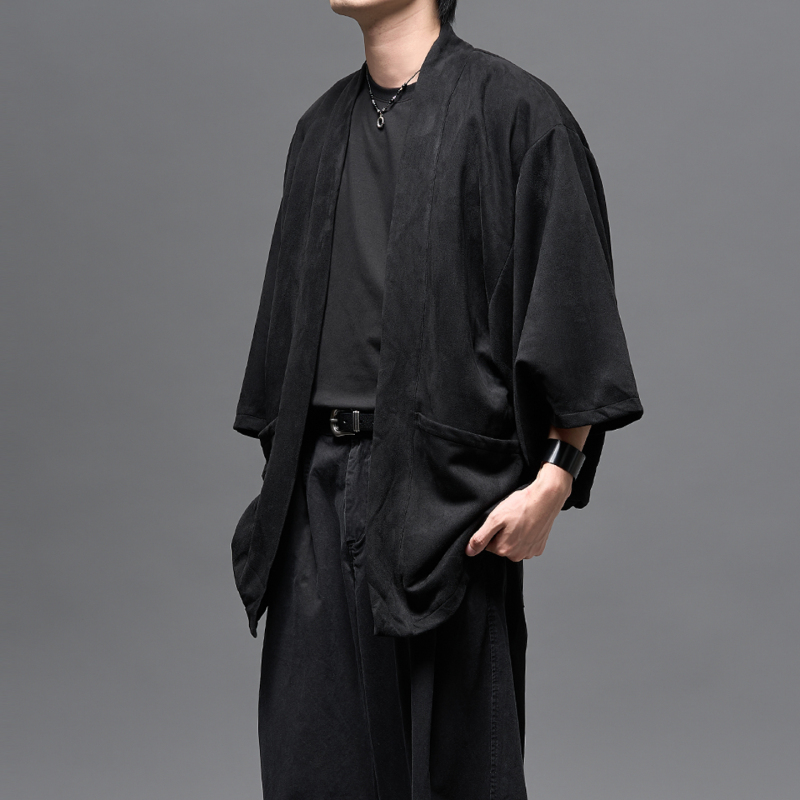 Retro Mid-Length Taoist Robe Cardigan for Boys and Girls in Autumn and Winter, Chinese Style Black Taoist Robe Loose Jacket Casual Jacket Retro Mid-Length Taoist Robe Cardigan for Boys and Girls in Autumn and Winter, Chinese Style Black Taoist Robe Loose Jacket Casual Jacket