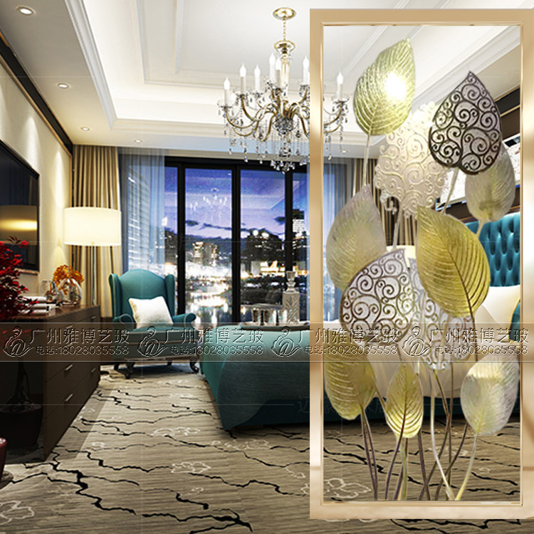 Eurostyle Minimalist Art Glass Screen Partition Aisle Entrance to the background wall Living room Shoe cabinet Frosted Simplicity flowers