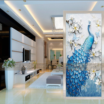 Art glass partition frosted carving carving process European translucent double-sided screen Living room entrance background wall