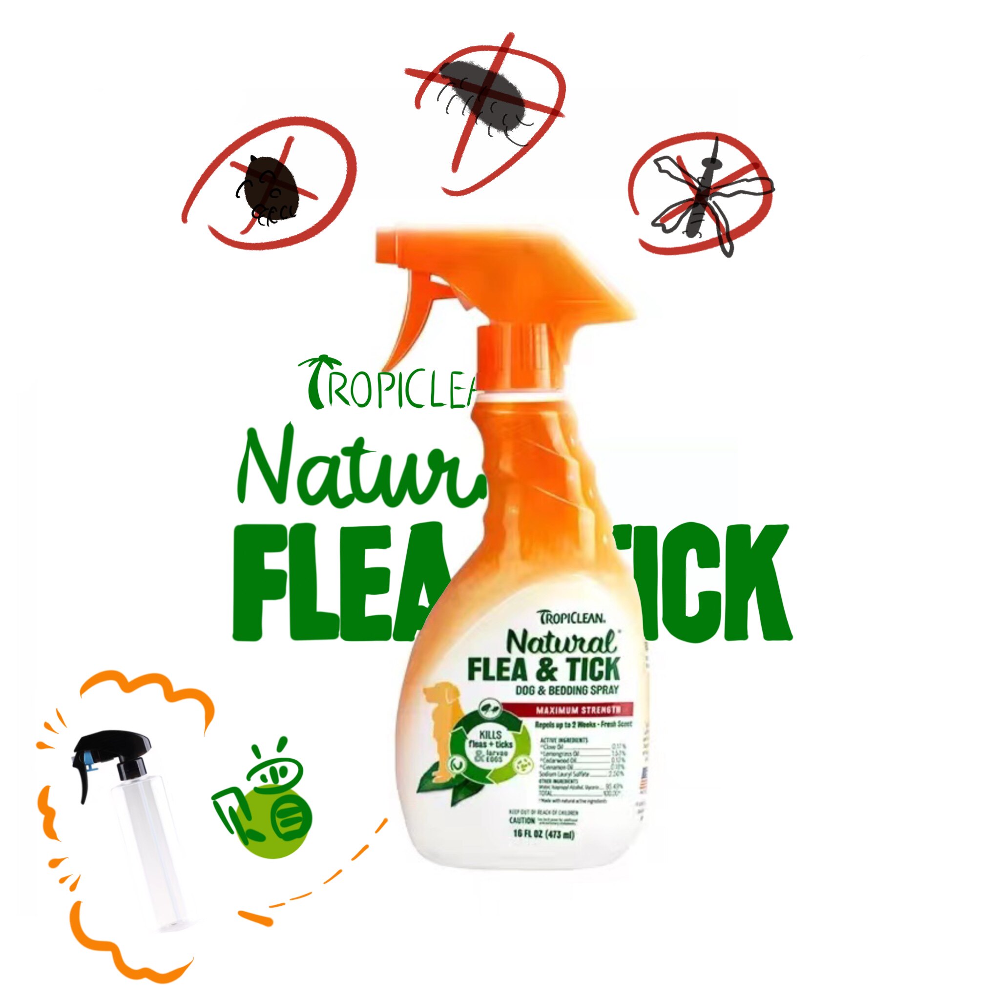 Good date Multi-beauty cleaning with lice spray non-toxic Tick Mosquito Fly Lice universal 473ml