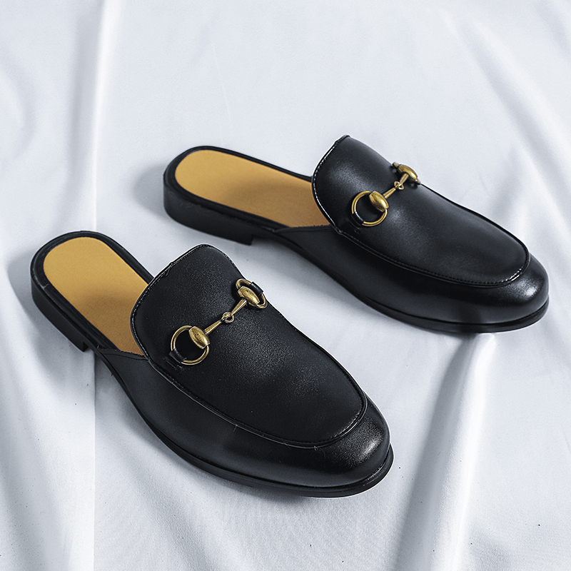 Leather Half Slippers Men's Summer Breathable Lazy Internet Celebrities