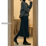 Черная шерстяная вместительная и большая юбка, размер, по фигуре, для формы тела «груша», длина миди, А-силуэт