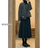 Черная шерстяная вместительная и большая юбка, размер, по фигуре, для формы тела «груша», длина миди, А-силуэт