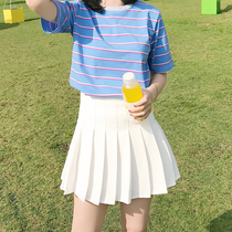 Thin pleated skirt 2021 spring new anti-light trouser skirt high waist A-line skirt short skirt wild skirt womens skirt