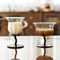 SALTTIME lily of the valley foot glass retro red wine glass cocktail cup French dessert cup internet celebrity drink cup