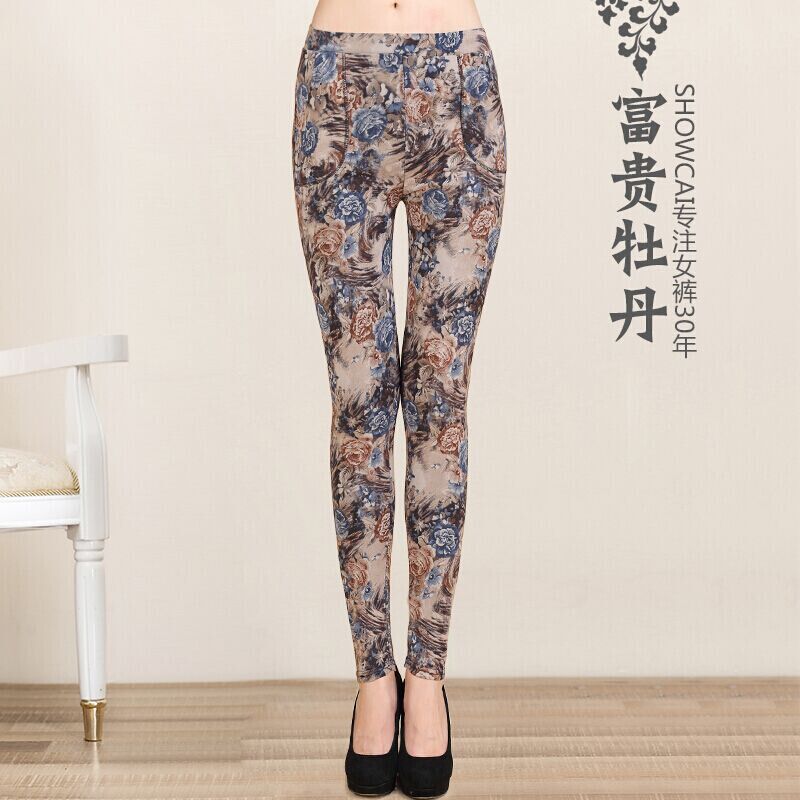 Mùa thu và mùa đông mỏng Phần xà cạp của phụ nữ trung niên Phụ nữ mặc quần cạp cao cỡ lớn cho mẹ quần quần dài quần dài áo kiểu trung niên 2020