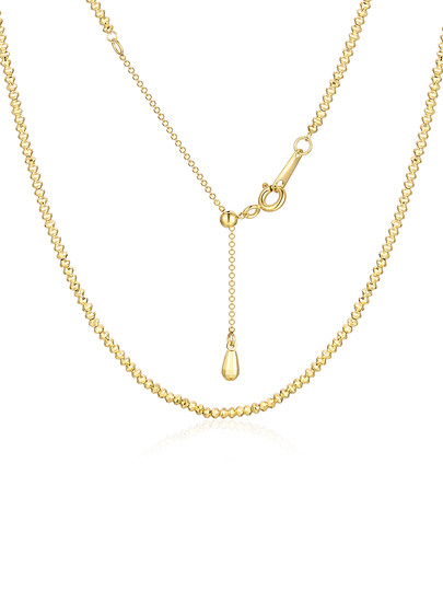 新款  日本工艺18K金波闪珠珠钻石切面蹦迪项链  爆闪素金调节链